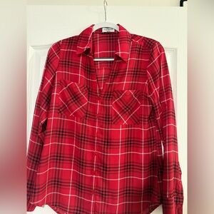 Express Red and Black Plaid Shirt